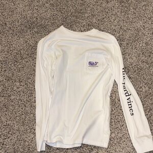 Vineyard Vines Cream Tee with Blue Logo